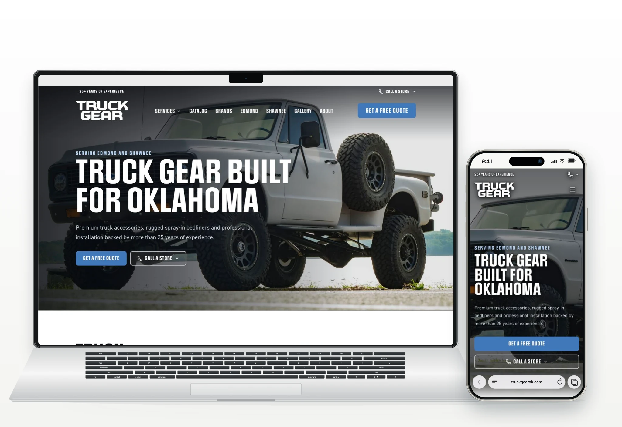 Truck Gear website presented in a laptop and phone mockup